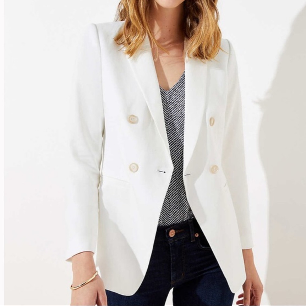 LOFT Double Breasted Blazer in Whisper White